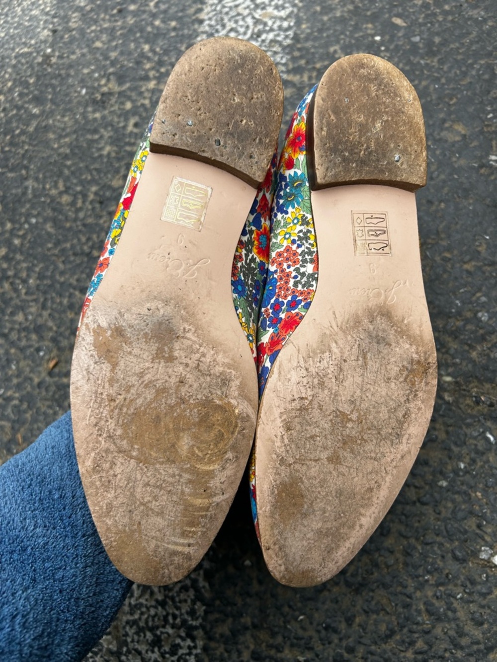 J. Crew Floral Canvas Slip-On Loafers - Blue, Red, Yellow - Picture 4 of 11